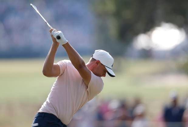 Ludvig Aberg of Sweden hits his tee shot on the thirteenth hole during the second round of the 124th U.S. Open golf championship at Pinehurst Resort & Country Club in Pinehurst, N.C. on Friday, June 14, 2024.  NCP20240614789 JOHNxANGELILLO