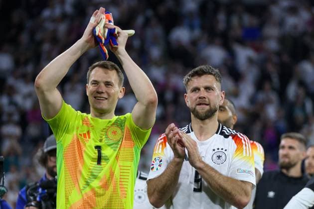 Manuel Neuer Germany, 01 and Niclas Fuellkrug Germany, 09 , Football, UEFA , European Championship, Group A 2024, Germany vs Scotland, 14 06 2024, Munich Football Arena, Munich, Germany Munich Football Arena Bayern Germany Copyright: xGrantxHubbsx