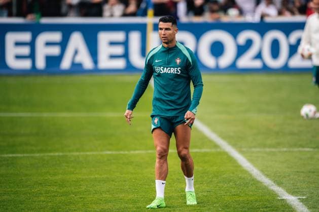 Portugal Public Training Session And press conference, PK, Pressekonferenz - UEFA EURO, EM, Europameisterschaft,Fussball 2024 Cristiano Ronaldo of Portugal is training during the public training session ahead of the UEFA EURO 2024 in Gutersloh, Germany, on June 14, 2024. Gutersloh Germany  Copyright: xHeshamxElsherifx originalFilename:elsherif-notitle240614_npf0W.jpg