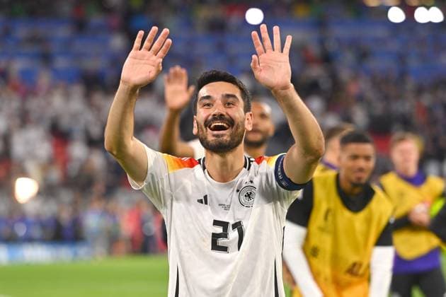 Final cheer Ilkay Guendogan GER , cheering,joy,enthusiasm, action,single image,cropped single motif,half figure,half figure, group stage group A Germany GER Scotland SCO 5 1 on 14 06 2024 Football Arena Munich, Football UEFA EURO 2024 GERMANY from 14 06 2024 14 07 2024
