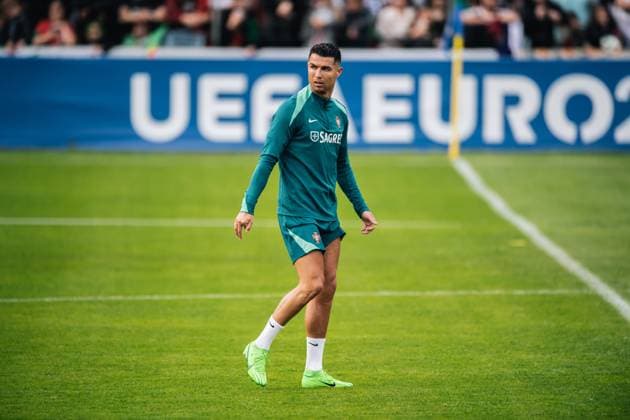 Portugal Public Training Session And press conference, PK, Pressekonferenz - UEFA EURO, EM, Europameisterschaft,Fussball 2024 Cristiano Ronaldo of Portugal is training during the public training session ahead of the UEFA EURO 2024 in Gutersloh, Germany, on June 14, 2024. Gutersloh Germany  Copyright: xHeshamxElsherifx originalFilename:elsherif-notitle240614_npmRh.jpg