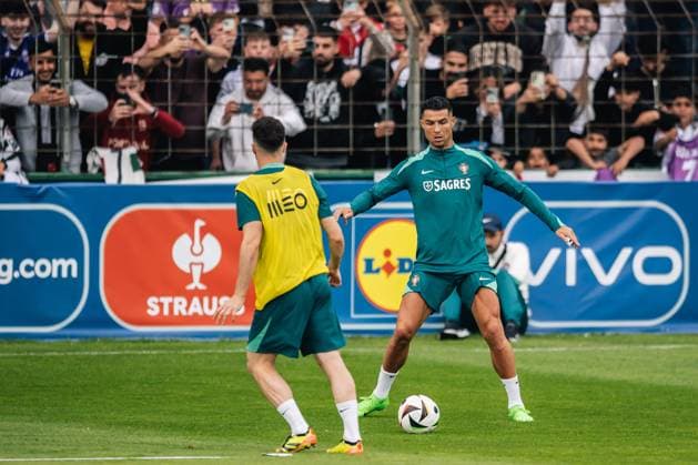 Portugal Public Training Session And press conference, PK, Pressekonferenz - UEFA EURO, EM, Europameisterschaft,Fussball 2024 Cristiano Ronaldo of Portugal is training during the public training session ahead of the UEFA EURO 2024 in Gutersloh, Germany, on June 14, 2024. Gutersloh Germany  Copyright: xHeshamxElsherifx originalFilename:elsherif-notitle240614_npoxl.jpg