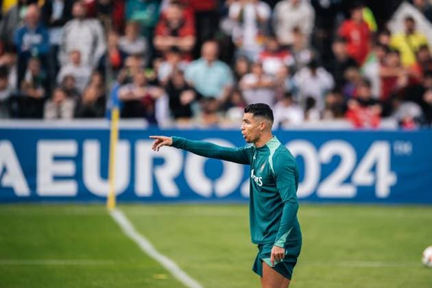 Portugal Public Training Session And press conference, PK, Pressekonferenz - UEFA EURO, EM, Europameisterschaft,Fussball 2024 Cristiano Ronaldo of Portugal is training during the public training session ahead of the UEFA EURO 2024 in Gutersloh, Germany, on June 14, 2024. Gutersloh Germany  Copyright: xHeshamxElsherifx originalFilename:elsherif-notitle240614_npQ2u.jpg