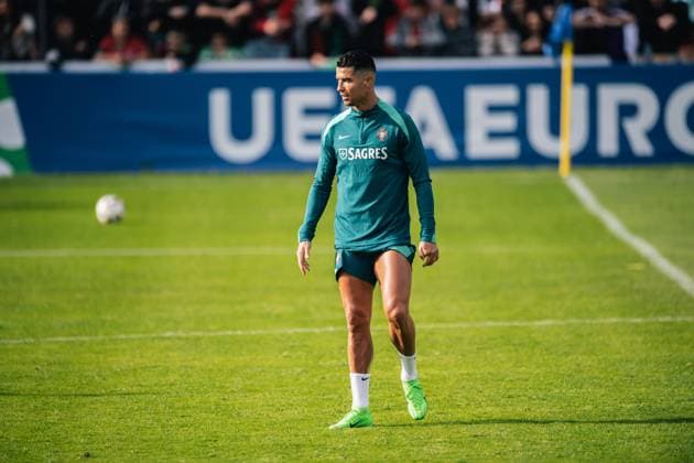 Portugal Public Training Session And press conference, PK, Pressekonferenz - UEFA EURO, EM, Europameisterschaft,Fussball 2024 Cristiano Ronaldo of Portugal is training during the public training session ahead of the UEFA EURO 2024 in Gutersloh, Germany, on June 14, 2024. Gutersloh Germany  Copyright: xHeshamxElsherifx originalFilename:elsherif-notitle240614_np8HA.jpg