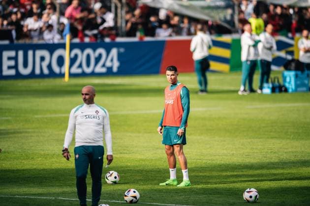 Portugal Public Training Session And press conference, PK, Pressekonferenz - UEFA EURO, EM, Europameisterschaft,Fussball 2024 Cristiano Ronaldo of Portugal is training during the public training session ahead of the UEFA EURO 2024 in Gutersloh, Germany, on June 14, 2024. Gutersloh Germany  Copyright: xHeshamxElsherifx originalFilename:elsherif-notitle240614_npaqi.jpg