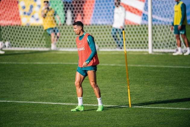 Portugal Public Training Session And press conference, PK, Pressekonferenz - UEFA EURO, EM, Europameisterschaft,Fussball 2024 Cristiano Ronaldo of Portugal is training during the public training session ahead of the UEFA EURO 2024 in Gutersloh, Germany, on June 14, 2024. Gutersloh Germany  Copyright: xHeshamxElsherifx originalFilename:elsherif-notitle240614_npe9S.jpg