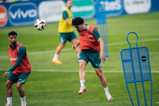Portugal Public Training Session And press conference, PK, Pressekonferenz - UEFA EURO, EM, Europameisterschaft,Fussball 2024 Players of Portugal are training during the public training session ahead of the UEFA EURO 2024 in Gutersloh, Germany, on June 14, 2024. Gutersloh Germany  Copyright: xHeshamxElsherifx originalFilename:elsherif-notitle240614_npVCn.jpg