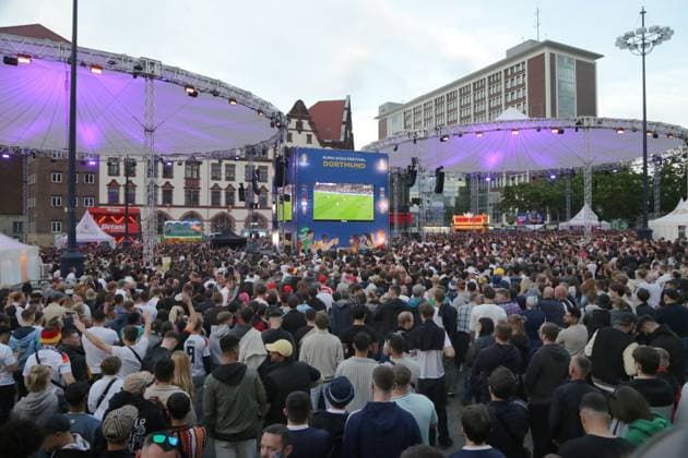14 06 2024 Dortmund, Fanzone Friedensplatz, broadcast of opening match UEFA EURO2024 Germany vs. Scotland, final score 5 1