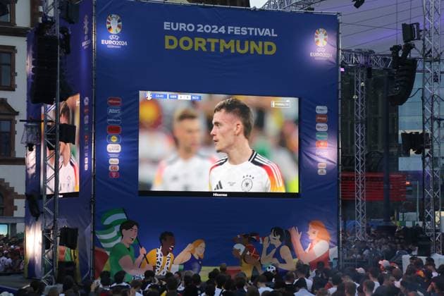 14 06 2024 Dortmund, Fanzone Friedensplatz, broadcast opening match UEFA EURO2024 Germany vs. Scotland, final score 5 1 The first goal of the EURO was scored by Florian Wirtz