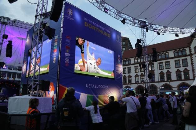 14 06 2024 Dortmund, Fanzone Friedensplatz, broadcast of opening match UEFA EURO2024 Germany vs. Scotland, final score 5 1