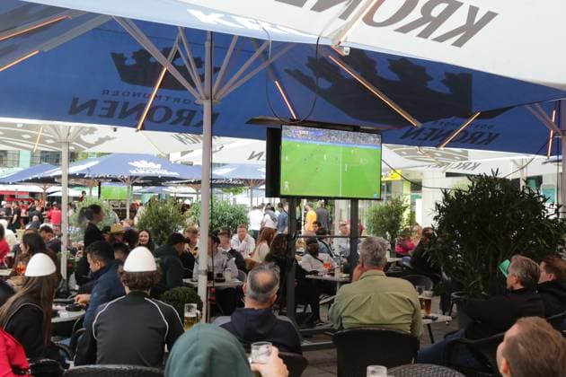 14 06 2024 Dortmund, broadcast of opening match UEFA EURO2024 Germany vs. Scotland, final score 5 1 Many pubs have set up screens so that guests can watch the matches