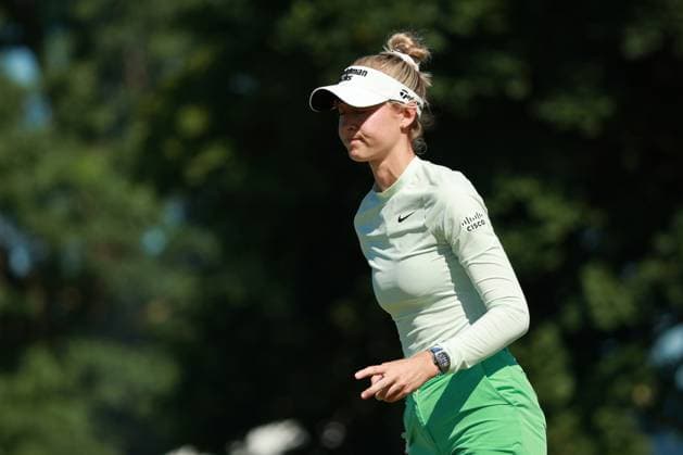 Meijer LPGA, Golf Damen Classic Nelly Korda of the United States reacts to her putt on the 18th green during Day Two of the Meijer LPGA Classic for Simply Give golf tournament at Blythefield Country Club in Belmont, MI, USA Friday, June 14, 2024. Belmont Michigan United States  Copyright: xJorgexLemusx originalFilename:lemus-meijerlp240614_np7fx.jpg