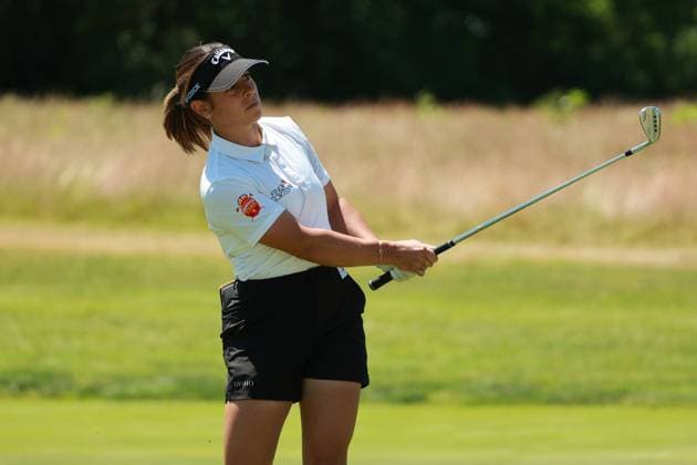 Meijer LPGA, Golf Damen Classic Ana Pelaez Trivino of Spain follows her shot toward the 10th green during Day Two of the Meijer LPGA Classic for Simply Give golf tournament at Blythefield Country Club in Belmont, MI, USA Friday, June 14, 2024. Belmont Michigan United States  Copyright: xJorgexLemusx originalFilename:lemus-meijerlp240614_npRyB.jpg