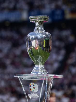 240614 The Henri Delaunay Cup trophy as they honor the late Franz Beckenbauer ahead of the UEFA Euro 2024 Football Championship match between Germany and Scotland on June 14, 2024 in Munich Photo Mathias Bergeld BILDBYRAN kod MB MB0933 fotboll football soccer fotballs em europamästerskap em uefa euro uefa european football championship euro 2024 germany germany scotland bbeng scotland  Copyright: MATHIASxBERGELD BB240614MB168