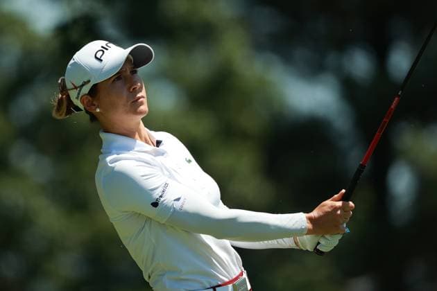 Meijer LPGA, Golf Damen Classic Azahara Munoz of Spain tees off on the 11th hole during Day Two of the Meijer LPGA Classic for Simply Give golf tournament at Blythefield Country Club in Belmont, MI, USA Friday, June 14, 2024. Belmont Michigan United States  Copyright: xJorgexLemusx originalFilename:lemus-meijerlp240614_np08r.jpg