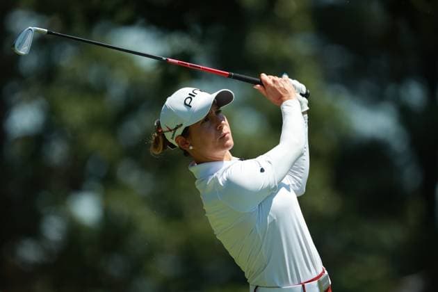 Meijer LPGA, Golf Damen Classic Azahara Munoz of Spain tees off on the 11th hole during Day Two of the Meijer LPGA Classic for Simply Give golf tournament at Blythefield Country Club in Belmont, MI, USA Friday, June 14, 2024. Belmont Michigan United States  Copyright: xJorgexLemusx originalFilename:lemus-meijerlp240614_np2Ed.jpg