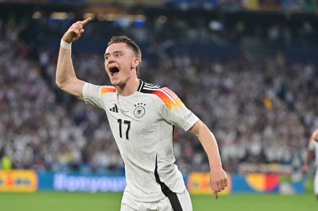 Picture shows goal celebration Germany, Florian Wirtz 17, Germany , 14 06 2024, Munich, Soccer, European Championship, Germany Scotland, EVENT REGULATIONS PROHIBIT ANY USE OF PHOTOGRAPHS AS IMAGE SEQUENCES AND OR QUASI VIDEO xklx