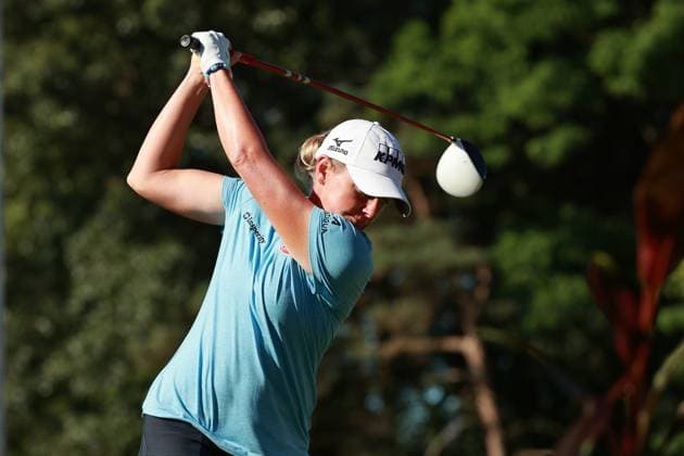 Meijer LPGA, Golf Damen Classic Stacy Lewis of the United States tees off on the 11th hole during Day Two of the Meijer LPGA Classic for Simply Give golf tournament at Blythefield Country Club in Belmont, MI, USA Friday, June 14, 2024. Belmont Michigan United States  Copyright: xJorgexLemusx originalFilename:lemus-meijerlp240614_np63O.jpg