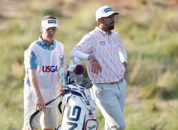 Matthieu Pavon of France waits to hit on the eighth fairway during the second round of the 124th U.S. Open golf championship at Pinehurst Resort & Country Club in Pinehurst, N.C. on Friday, June 14, 2024.  NCP20240614798 JOHNxANGELILLO