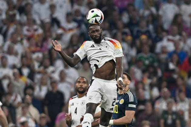 Header header duel Antonio Rüdiger Ruediger 2, Germany 14 06 2024 European Football Championship in Germany Germany vs Scotland, Allianz Arena, Munich, Bayern Germany Copyright: xpepphotox xHorstxMauelshagenx pep00321, pep_20240614_hm
