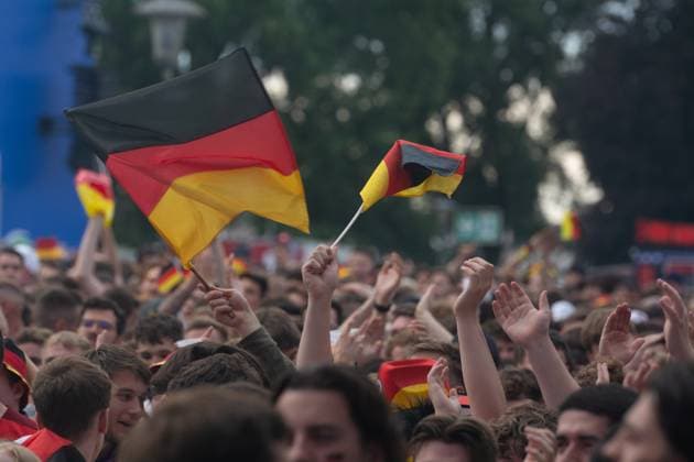 Public View Of Germany V Scotland In Cologne Thousands of German football fans and Scottish football fans are gathering at Tanzbrunnen to watch the public viewing of the opening match between Germany and Scotland of UEFA EURO, EM, Europameisterschaft,Fussball 2024 in Cologne, Germany, on June 14, 2024. cologne Germany  Copyright: xYingxTangx originalFilename:tang-notitle240614_npBaq.jpg