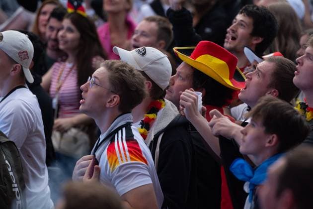 Public View Of Germany V Scotland In Cologne Thousands of German football fans and Scottish football fans are gathering at Tanzbrunnen to watch the public viewing of the opening match between Germany and Scotland of UEFA EURO, EM, Europameisterschaft,Fussball 2024 in Cologne, Germany, on June 14, 2024. cologne Germany  Copyright: xYingxTangx originalFilename:tang-notitle240614_npS0h.jpg