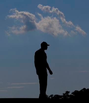Tiger Woods stands on the 14th green in the second round at the 124th U.S. Open championship at Pinehurst Resort & C.C. (Course No. 2). in Pinehurst, NC on Friday, June 14, 2024.  NCP202406141008 JohnxAngelillo