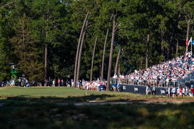 June 14, 2024, Pinehurst, North Carolina, USA: Tiger Woods of Jupiter, Florida, plays his shot from the 18th tee during Friday s second round for the 124th U.S. Open, June 14, 2024, at Pinehurst Resort & Country Club (Course No. 2) in Pinehurst, North Carolina. Pinehurst USA - ZUMAh97_ 20240614_fap_h97_005 Copyright: xTimothyxL.xHalex