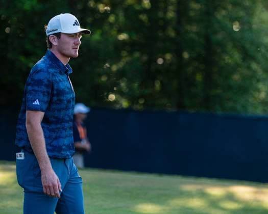 June 14, 2024, Pinehurst, North Carolina, USA: Reigning U.S. Amateur champion, Nick Dunlap of Tuscaloosa, Alabama, walks down the 10th fairway during Friday s second round for the 124th U.S. Open, June 14, 2024, at Pinehurst Resort & Country Club (Course No. 2) in Pinehurst, North Carolina. Pinehurst USA - ZUMAh97_ 20240614_fap_h97_032 Copyright: xTimothyxL.xHalex