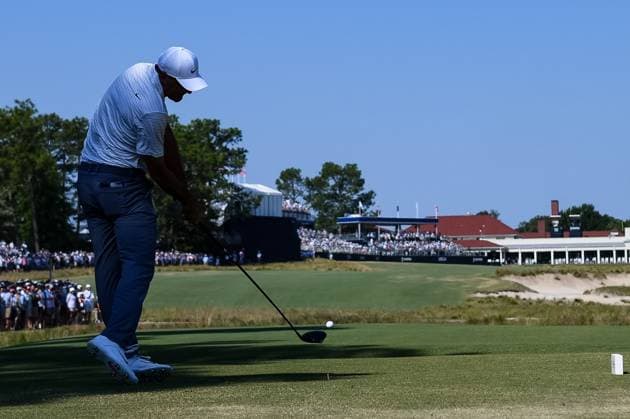 June 14, 2024, Pinehurst, North Carolina, USA: Scottie Scheffler of Dallas, Texas, plays his shot from the 18th tee during Friday s second round for the 124th U.S. Open, June 14, 2024, at Pinehurst Resort & Country Club (Course No. 2) in Pinehurst, North Carolina. Pinehurst USA - ZUMAh97_ 20240614_fap_h97_037 Copyright: xTimothyxL.xHalex