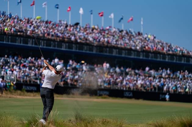 June 14, 2024, Pinehurst, North Carolina, USA: Rory McIlroy of Northern Ireland, plays a shot from native area on the 18th hole during Friday s second round for the 124th U.S. Open, June 14, 2024, at Pinehurst Resort & Country Club (Course No. 2) in Pinehurst, North Carolina. Pinehurst USA - ZUMAh97_ 20240614_fap_h97_043 Copyright: xTimothyxL.xHalex