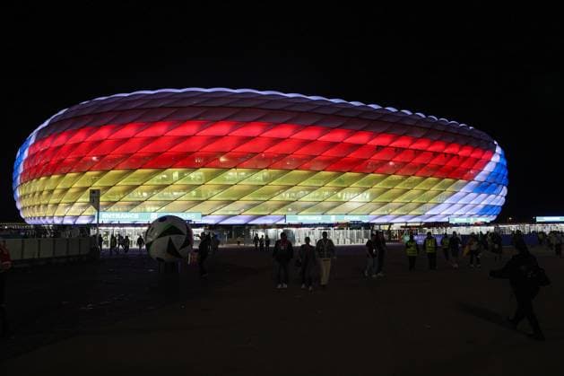 Euro 2024 Germany Scotland on 14 06 2024 at the Allianz Arena in Munich The Allianz Arena shines in black red gold German colors MH
