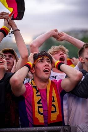 Fans of the German national team cheer and celebrate at the fan festival with public viewing on Stuttgarts Schlossplatz for the first group match against Scotland Stuttgart, EURO2024 Fanfest Schlossplatz, 14 06 2024 Stuttgart Copyright: xDennisxDuddek xEibnerxPressefotox EP_DDK
