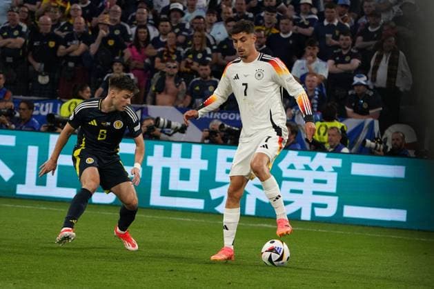 National team, Football, UEFA Euro2024, EM 2024, Allianzarena, Munich, Germany Scotland Kai Havertz , Germany action, single image