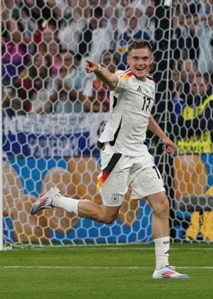 National team, football, UEFA Euro2024, EM 2024, Allianzarena, Munich, Germany Scotland Florian Wirtz, Germany ,cheers action, single image