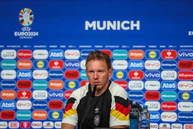 Sport Themen der Woche KW24 Sport Bilder des Tages Pressekonferenz mit Julian Nagelsmann (Deutschland, Trainer) , Fussball, UEFA , Europa Meisterschaft, (Gruppe A) 2024, Deutschland vs. Schottland, 14.06.2024, Munich Football Arena, Muenchen, Deutschland Muenchen Munich Football Arena Bayern Deutschland *** Press conference with Julian Nagelsmann Germany, Coach , Football, UEFA , European Championship, Group A 2024, Germany vs Scotland, 14 06 2024, Munich Football Arena, Muenchen, Germany Muenchen Munich Football Arena Bayern Germany Copyright: xGrantxHubbsx