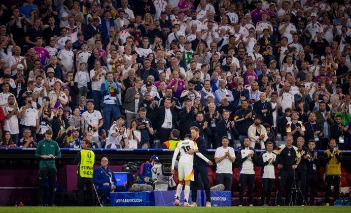 Munich, Germany 14th Jun 2024 Jamal Musiala DFB Coach Julian Nagelsmann Germany Germany Scotland Germany Scotland 14 06 2024