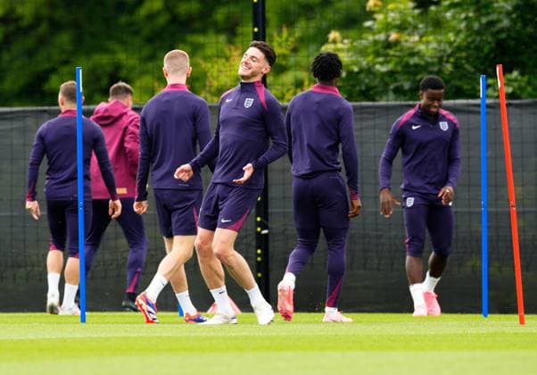 Declan Rice of England England Training Session and press conference, PK, Pressekonferenz UEFA European Championship, EM, Europameisterschaft 2024, Group C, Football, Spa & Golf Resort Weimarer Land, Blankenhain, Germany, 15 Jun 2024 EDITORIAL USE ONLY No use with unauthorised audio, video, data, fixture lists, club league logos or live services. Online in-match use limited to 120 images, no video emulation. No use in betting, games or single club league player publications.  Copyright: xDavexShopland Shutterstockx 14523791q