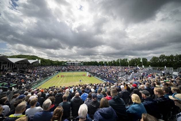Tennis, ATP-Turnier in Hertogenbosch ROSMALEN - Tallon Greekpoor (NED) in action in the semi-final against Sebastian Korda (USA) on the eighth day of the Libema Open tennis tournament in Rosmalen. ANP SANDER KONING xVIxANPxSportx xxANPxIVx 501126714 originalFilename: 501126714.jpg