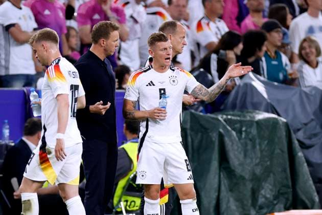 KROOS Toni Team Germany with coach NAGELSMANN Julian UEFA Football EURO 2024 in Germany Opening match Germany Scotland on 14 06 2024in Munich DFL REGULATIONS PROHIBIT ANY USE OF PHOTOGRAPHS as IMAGE SEQUENCES and or QUASI VIDEO Copyright: xLacixPerenyix
