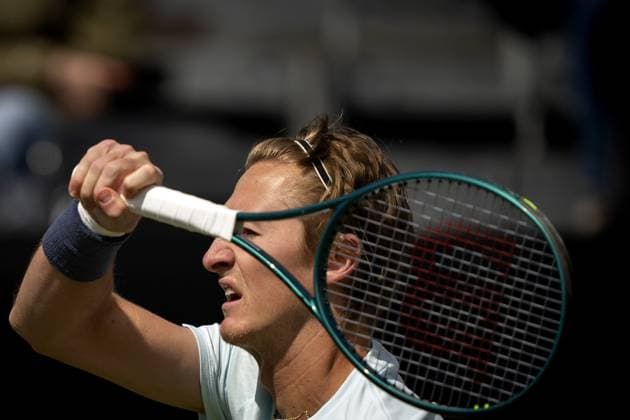 ROSMALEN - Sebastian Korda (USA) in action in the semi-final against Tallon Greekpoor (NED) on the eighth day of the Libema Open tennis tournament in Rosmalen. ANP SANDER KONING xVIxANPxSportx xxANPxIVx 501127590 originalFilename: 501127590.jpg
