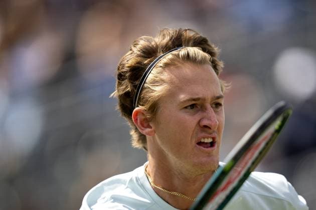 ROSMALEN - Sebastian Korda (USA) in action in the semi-final against Tallon Greekpoor (NED) on the eighth day of the Libema Open tennis tournament in Rosmalen. ANP SANDER KONING xVIxANPxSportx xxANPxIVx 501127599 originalFilename: 501127599.jpg