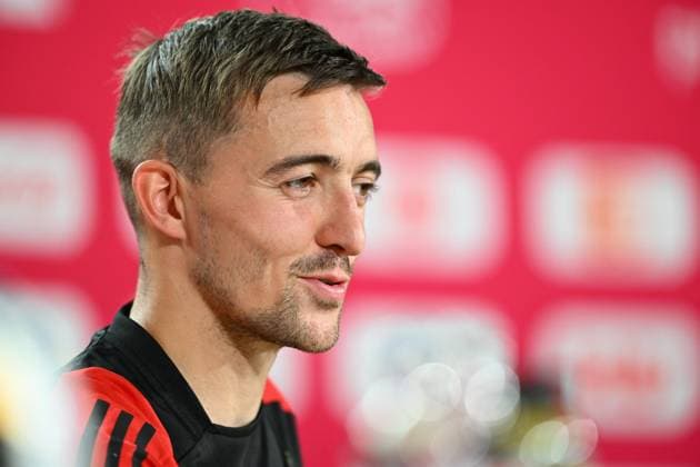 Belgium Media Activities - UEFA EURO, EM, Europameisterschaft,Fussball 2024 15 06 2024 FREIBERG AM NECKA, GERMANY - JUNE 15 : Castagne Timothy defender of Belgium talking to the press during a press conference, PK, Pressekonferenz of the Belgian Red Devils at the UEFA EURO 2024 European Football Championship tournament on June 15, 2024 in Freiberg am Necka, Germany, 15 06 2024 Freiberg am Necka Germany  Copyright: xVincentxKalutx