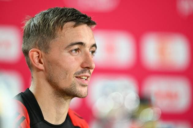Belgium Media Activities - UEFA EURO, EM, Europameisterschaft,Fussball 2024 15 06 2024 FREIBERG AM NECKA, GERMANY - JUNE 15 : Castagne Timothy defender of Belgium talking to the press during a press conference, PK, Pressekonferenz of the Belgian Red Devils at the UEFA EURO 2024 European Football Championship tournament on June 15, 2024 in Freiberg am Necka, Germany, 15 06 2024 Freiberg am Necka Germany  Copyright: xVincentxKalutx