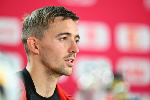 Belgium Media Activities - UEFA EURO, EM, Europameisterschaft,Fussball 2024 15 06 2024 FREIBERG AM NECKA, GERMANY - JUNE 15 : Castagne Timothy defender of Belgium talking to the press during a press conference, PK, Pressekonferenz of the Belgian Red Devils at the UEFA EURO 2024 European Football Championship tournament on June 15, 2024 in Freiberg am Necka, Germany, 15 06 2024 Freiberg am Necka Germany  Copyright: xVincentxKalutx