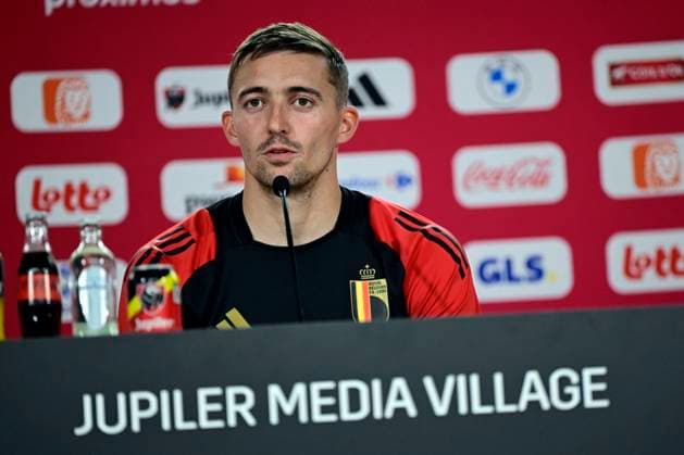 Belgium Media Activities - UEFA EURO, EM, Europameisterschaft,Fussball 2024 15 06 2024 FREIBERG AM NECKA, GERMANY - JUNE 15 : Castagne Timothy defender of Belgium talking to the press during a press conference, PK, Pressekonferenz of the Belgian Red Devils at the UEFA EURO 2024 European Football Championship tournament on June 15, 2024 in Freiberg am Necka, Germany, 15 06 2024 Freiberg am Necka Germany  Copyright: xPeterxDexVoechtx
