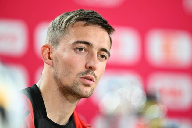 Belgium Media Activities - UEFA EURO, EM, Europameisterschaft,Fussball 2024 15 06 2024 FREIBERG AM NECKA, GERMANY - JUNE 15 : Castagne Timothy defender of Belgium talking to the press during a press conference, PK, Pressekonferenz of the Belgian Red Devils at the UEFA EURO 2024 European Football Championship tournament on June 15, 2024 in Freiberg am Necka, Germany, 15 06 2024 Freiberg am Necka Germany  Copyright: xVincentxKalutx