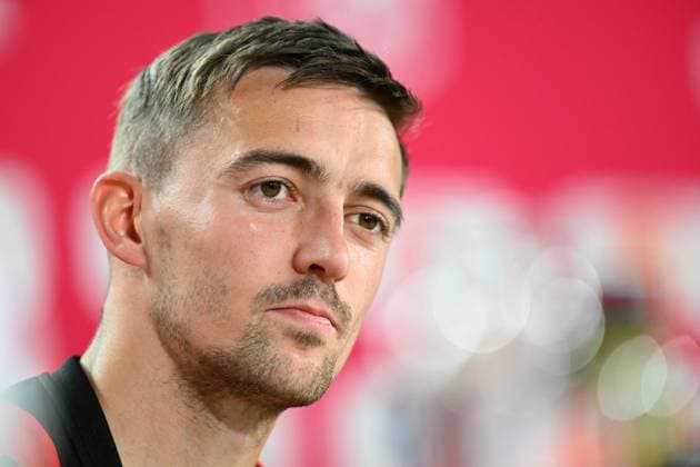 Belgium Media Activities - UEFA EURO, EM, Europameisterschaft,Fussball 2024 15 06 2024 FREIBERG AM NECKA, GERMANY - JUNE 15 : Castagne Timothy defender of Belgium talking to the press during a press conference, PK, Pressekonferenz of the Belgian Red Devils at the UEFA EURO 2024 European Football Championship tournament on June 15, 2024 in Freiberg am Necka, Germany, 15 06 2024 Freiberg am Necka Germany  Copyright: xVincentxKalutx