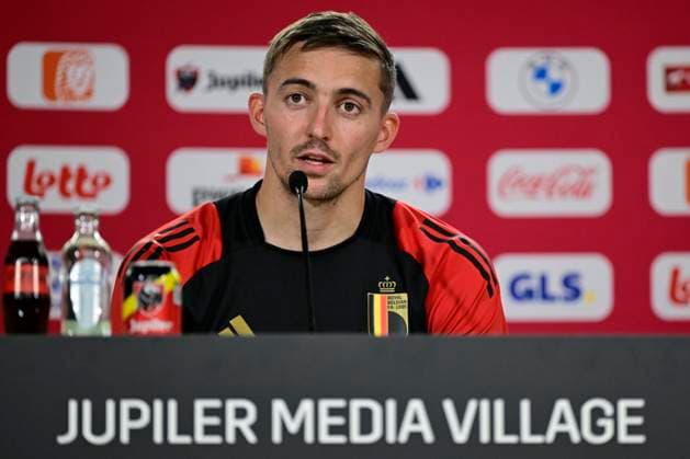 Sport Bilder des Tages Belgium Media Activities - UEFA EURO, EM, Europameisterschaft,Fussball 2024 15 06 2024 FREIBERG AM NECKA, GERMANY - JUNE 15 : Castagne Timothy defender of Belgium talking to the press during a press conference, PK, Pressekonferenz of the Belgian Red Devils at the UEFA EURO 2024 European Football Championship tournament on June 15, 2024 in Freiberg am Necka, Germany, 15 06 2024 Freiberg am Necka Germany  Copyright: xPeterxDexVoechtx