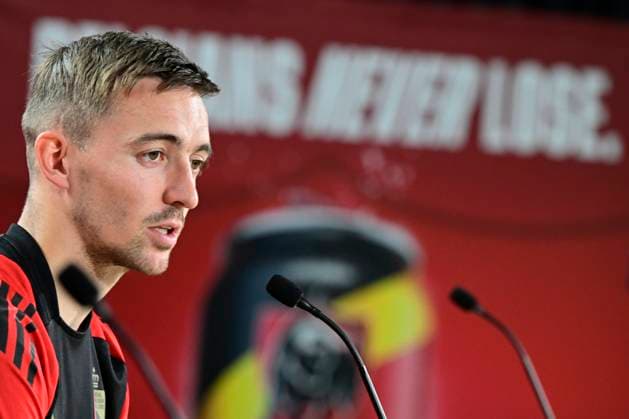 Belgium Media Activities - UEFA EURO, EM, Europameisterschaft,Fussball 2024 15 06 2024 FREIBERG AM NECKA, GERMANY - JUNE 15 : Castagne Timothy defender of Belgium talking to the press during a press conference, PK, Pressekonferenz of the Belgian Red Devils at the UEFA EURO 2024 European Football Championship tournament on June 15, 2024 in Freiberg am Necka, Germany, 15 06 2024 Freiberg am Necka Germany  Copyright: xPeterxDexVoechtx
